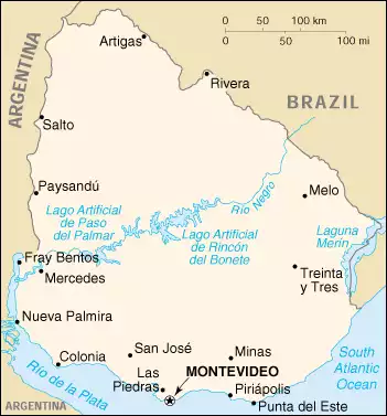 The Oriental Republic of Uruguay map