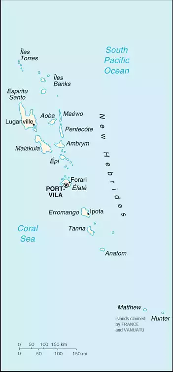 The Republic of Vanuatu map