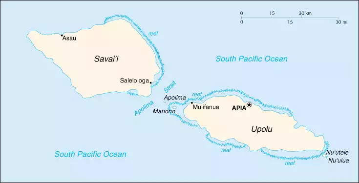 The Independent State of Samoa map