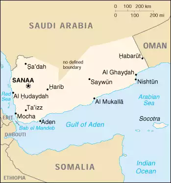 The Republic of Yemen map
