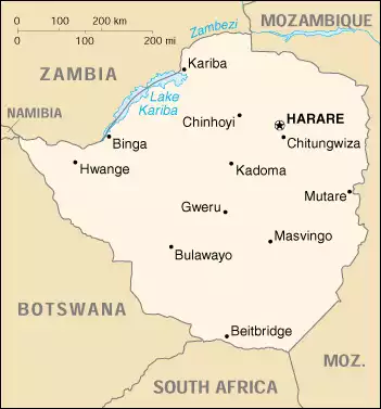 The Republic of Zimbabwe map